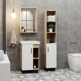 Напольная тумба под раковину Onika Тимбер 105034 50см белый матовый/дуб сонома